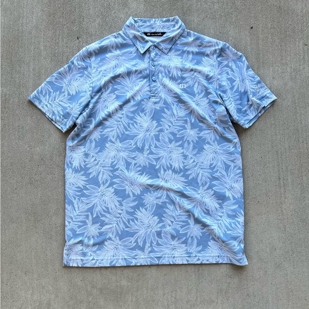 Travis Mathew Golf Polo Shirt All Over Print Floral Large